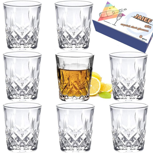 JAIEF 1.7 OZ Tequila Shot Glasses Heavy Base Shot Glass , Crystal Glasses (Set of 8)