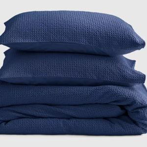 Honeycomb Duvet Cover Set - Indigo, King/Cal King