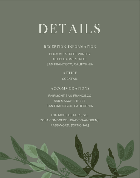 Summerlin | Dark Sage | Zola Wedding Enclosure Cards