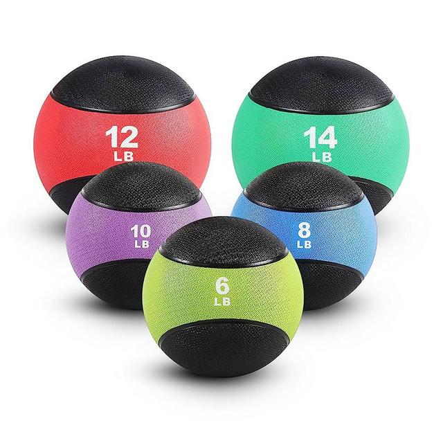 RitFit Weighted Medicine Ball - Non-Slip Rubber Shell & Dual Texture Grip - Workout Exercise Ball for Core Strength, Balance Training, Coordination Fitness - Multiple Weights & Colors