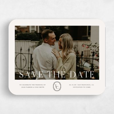 Beige Rounded Wedding Save the Date - Alpino Photo