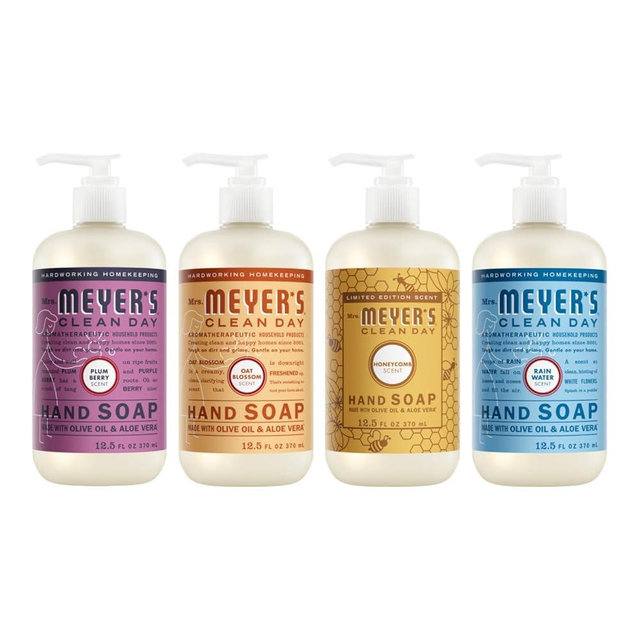 Mrs. MEYER'S Clean Day Liquid Hand Soap 4 Pack Variety 12.5 Fl Oz Each, 1 CT (Honeycomb + Rainwater + Oat Blossom + Plumberry)