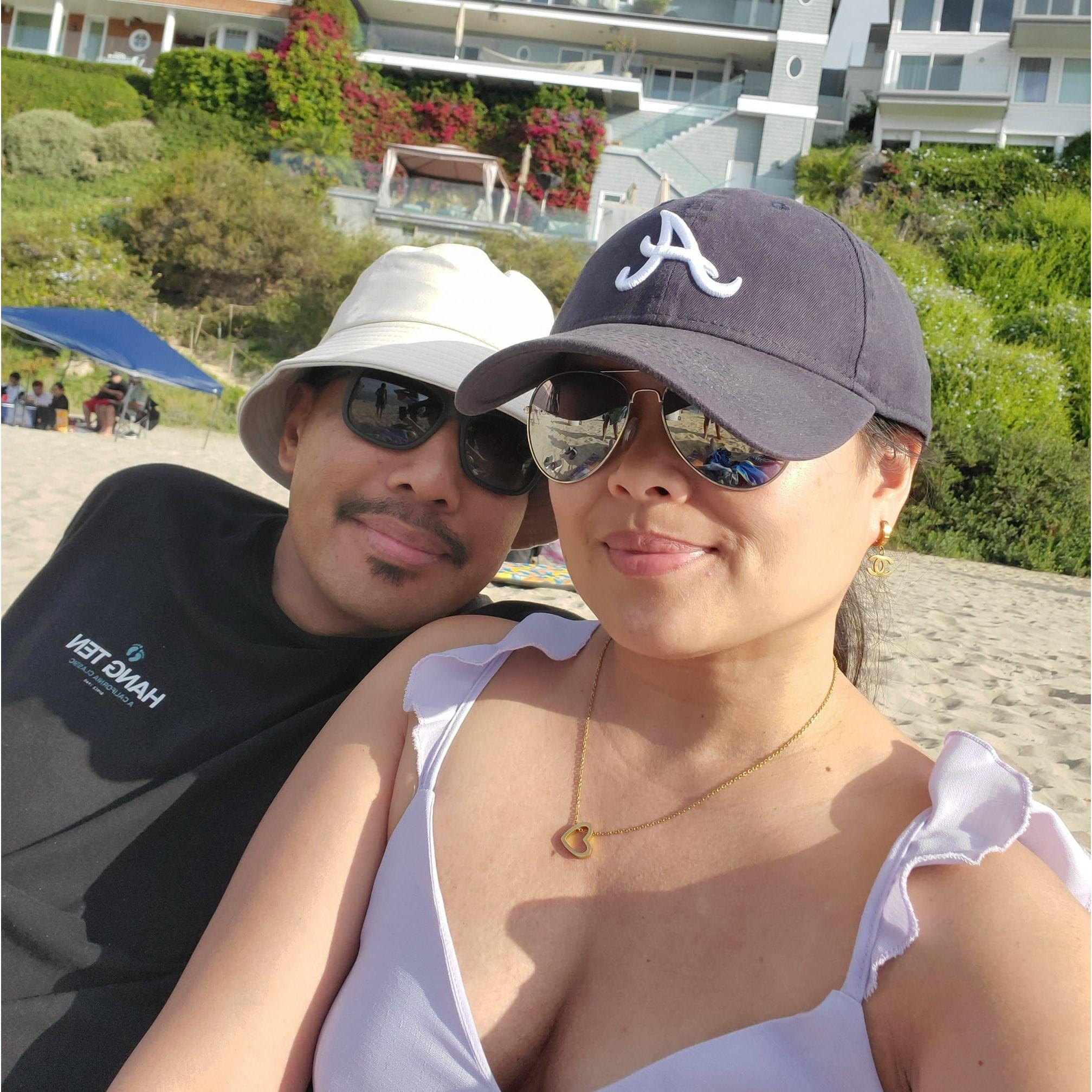 Basking in the warm sun at Corona del Mar beach!