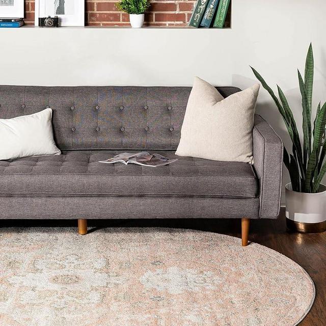 Rugs.com Madeline Vintage Collection Rug – 5' x 8' Oval Rose Pink Medium-Pile Rug Perfect for Living Rooms, Large Dining Rooms, Open Floorplans