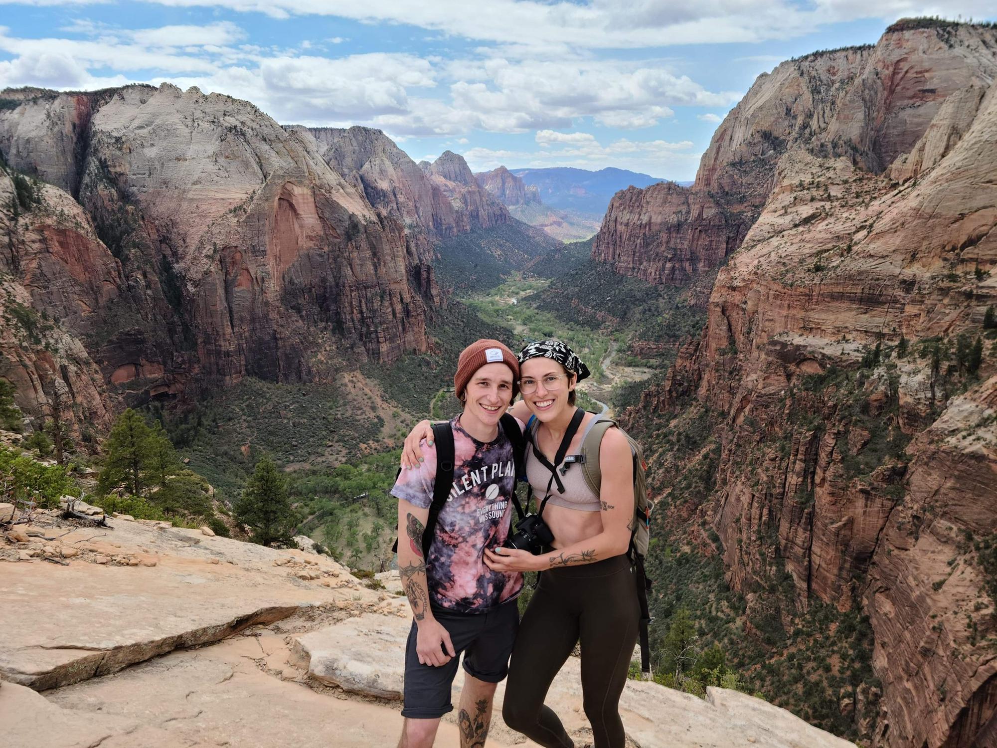 This is at the top of angel’s landing on our road trip across the southwest