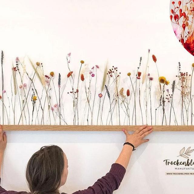 FlowerBar® "Blumenwiese" Dried flowers Flowergram & noble oak, wood arrangement, dried flowers, durable