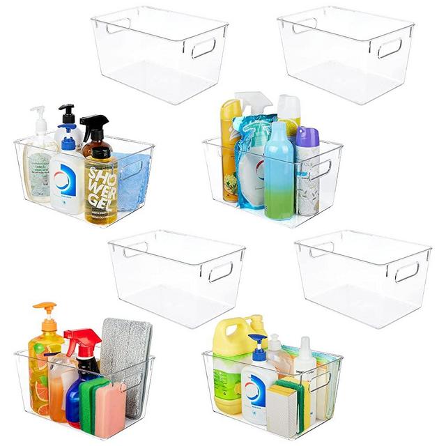 YIHONG Clear Plastic Storage Organizer Bins, 8 Pack Plastic Food Storage Bins with Handle for Kitchen,Refrigerator, Freezer,Cabinet Organization and Storage
