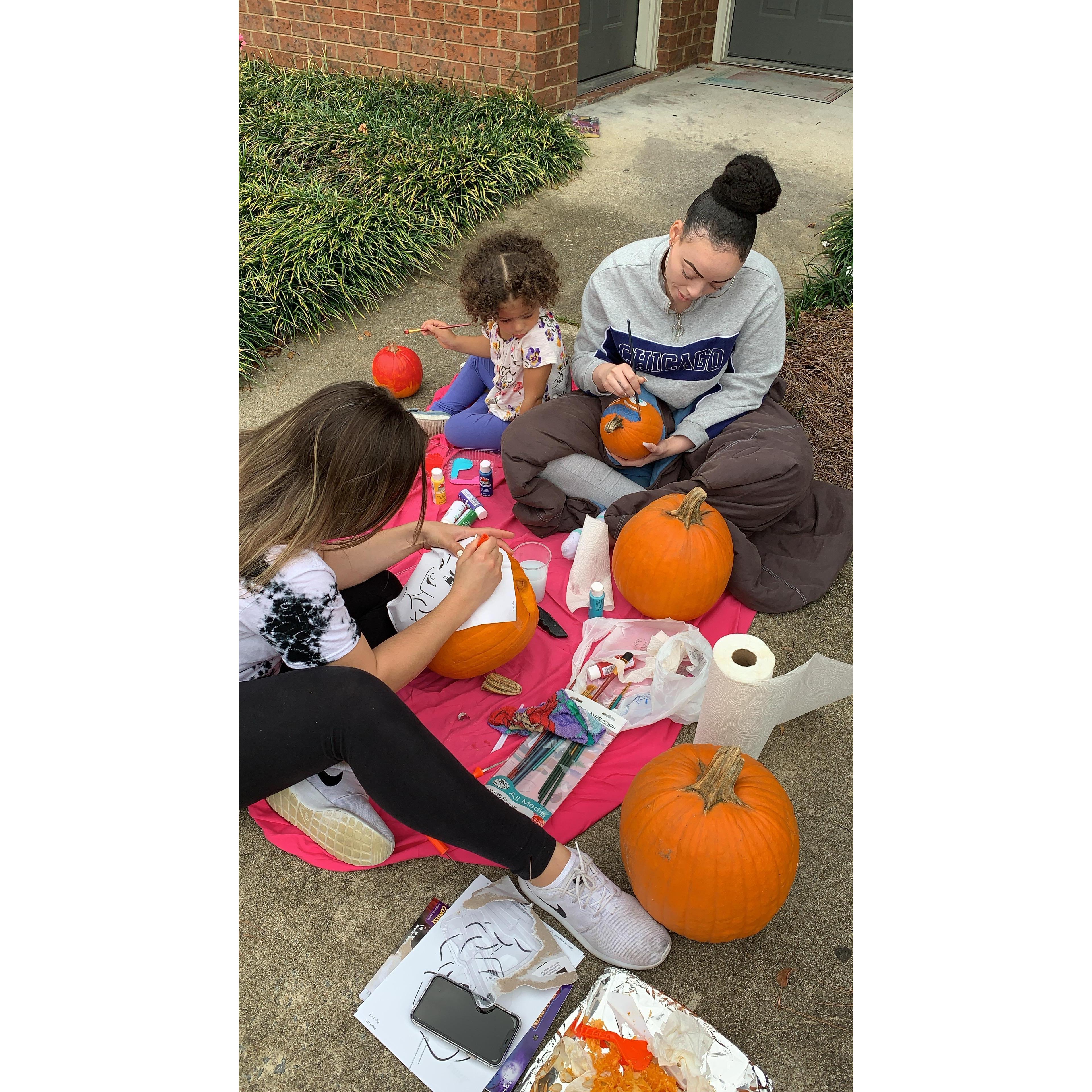 Our first time pumpkin carving! 🎃 Michael was behind the lens lol