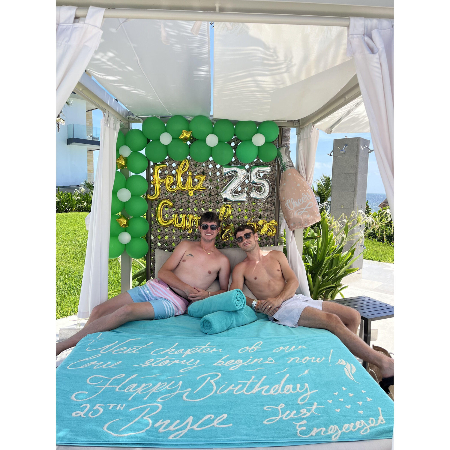 Celebrating engagement and Bryce's 25th birthday in Mexico.