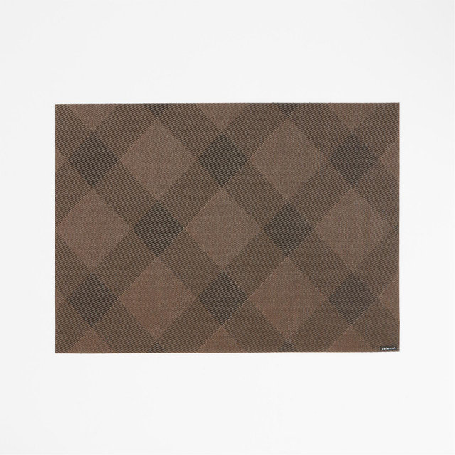 Chilewich ® Rectangular Earth Brown Plaid Easy-Clean Vinyl Placemat
