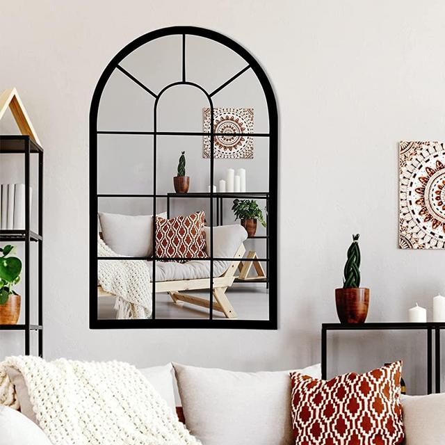 Wall Mirror Window Decorative Mirrors Arched Farmhouse for Living Room Bedroom Entryway Bathroom Vanity (19.7” x31.5” x0.9”)