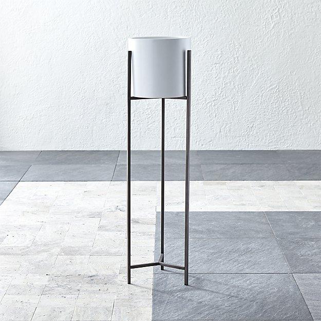 Dundee White Round Planter with Extra Large Stand