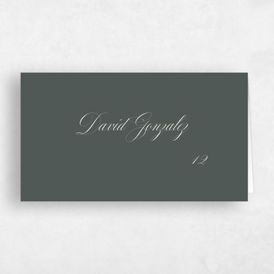 Dark Seaweed, Green Wedding Place Card - Jade