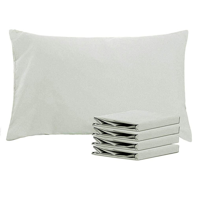NTBAY Queen Pillowcases Set of 4, 100% Brushed Microfiber, Soft and Cozy, Wrinkle, Fade, Stain Resistant with Envelope Closure, 20"x 30", Light Grey