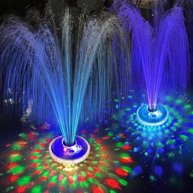 LanPool Floating Water Fountain with Underwater Lights, Rechargeable Battery Powered Pump Outdoor, 2 Modes Sprinkler Waterfall fountain for Inground Above Ground Pool, Pond-1PC