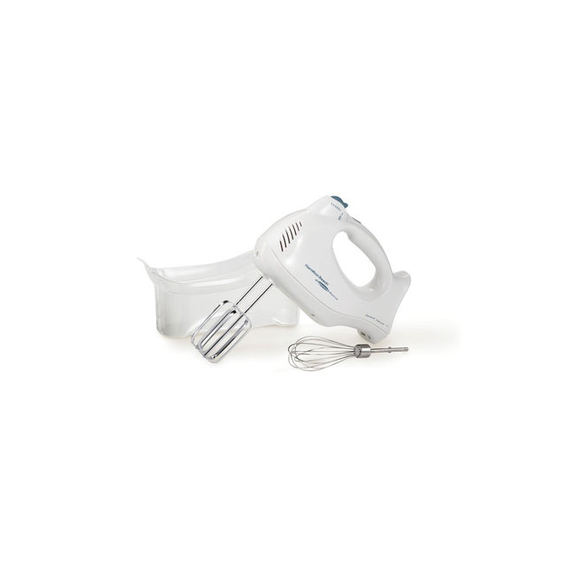Hamilton Beach 6 Speed Hand Mixer with Snap-On Case 3 Attachments Quickburst White 62695V: 250W, Dishwasher-Safe Parts