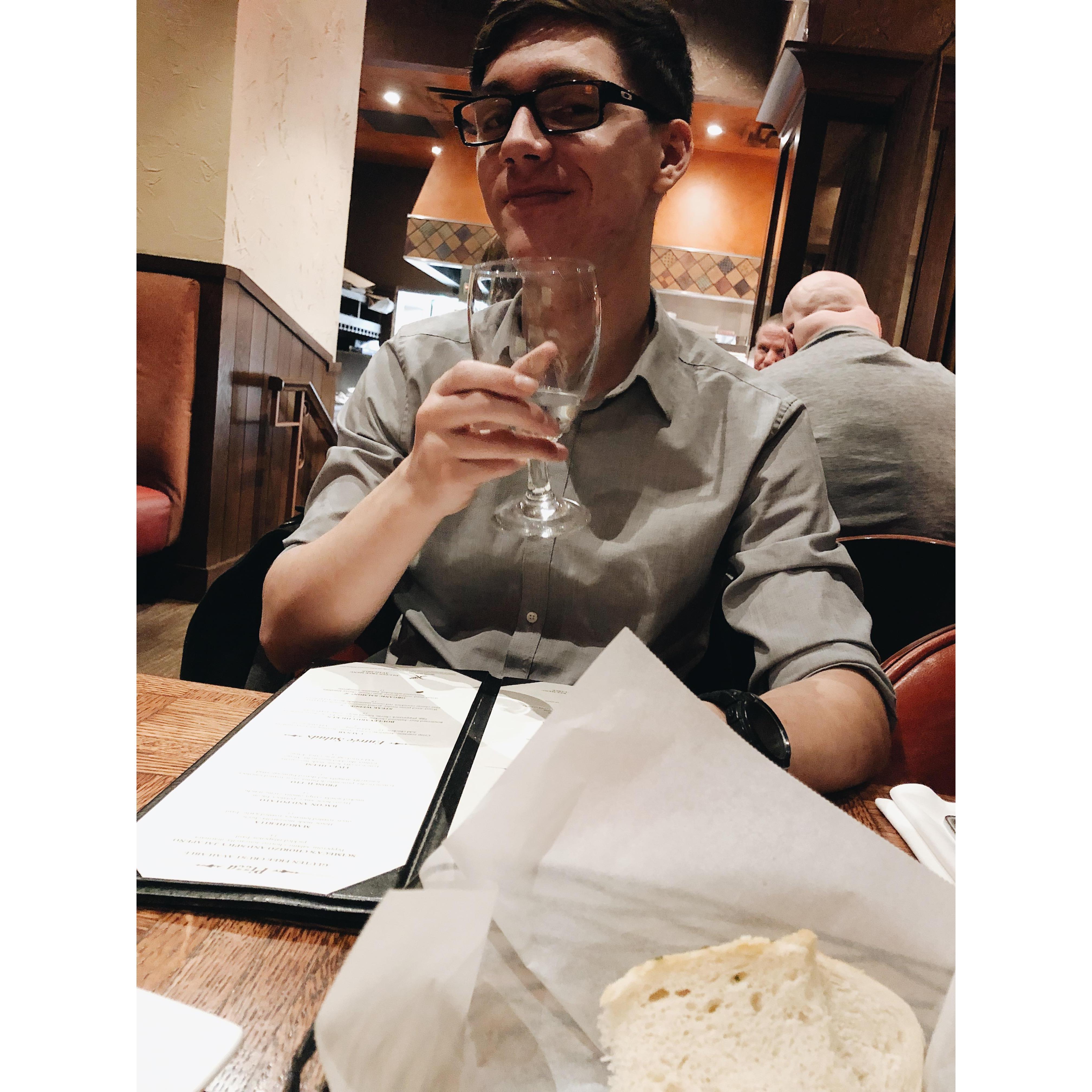 Our 1 year anniversary. We went to Trezo Mare and dressed up all fancy