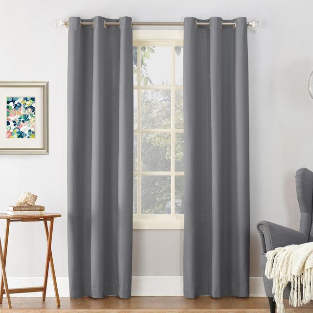 84"x40" Cooper Textured Thermal Insulated Grommet Top Room Darkening Curtain Panel Gray - Sun Zero