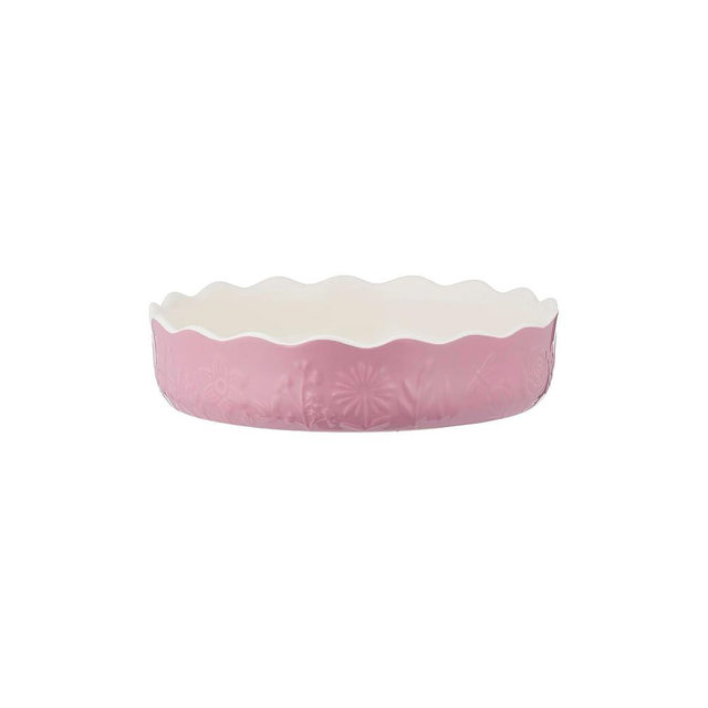 Mason Cash in The Meadow Pink Pie Dish 23cm | 900 ml Floral Embossed Stoneware Oven-to-Table Dish for Fruit & Savoury Pies