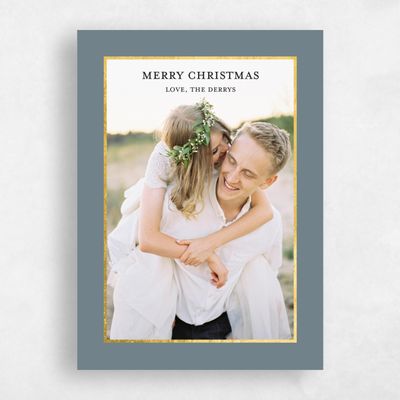 Slate, Blue Holiday Card - Montmartre Foil