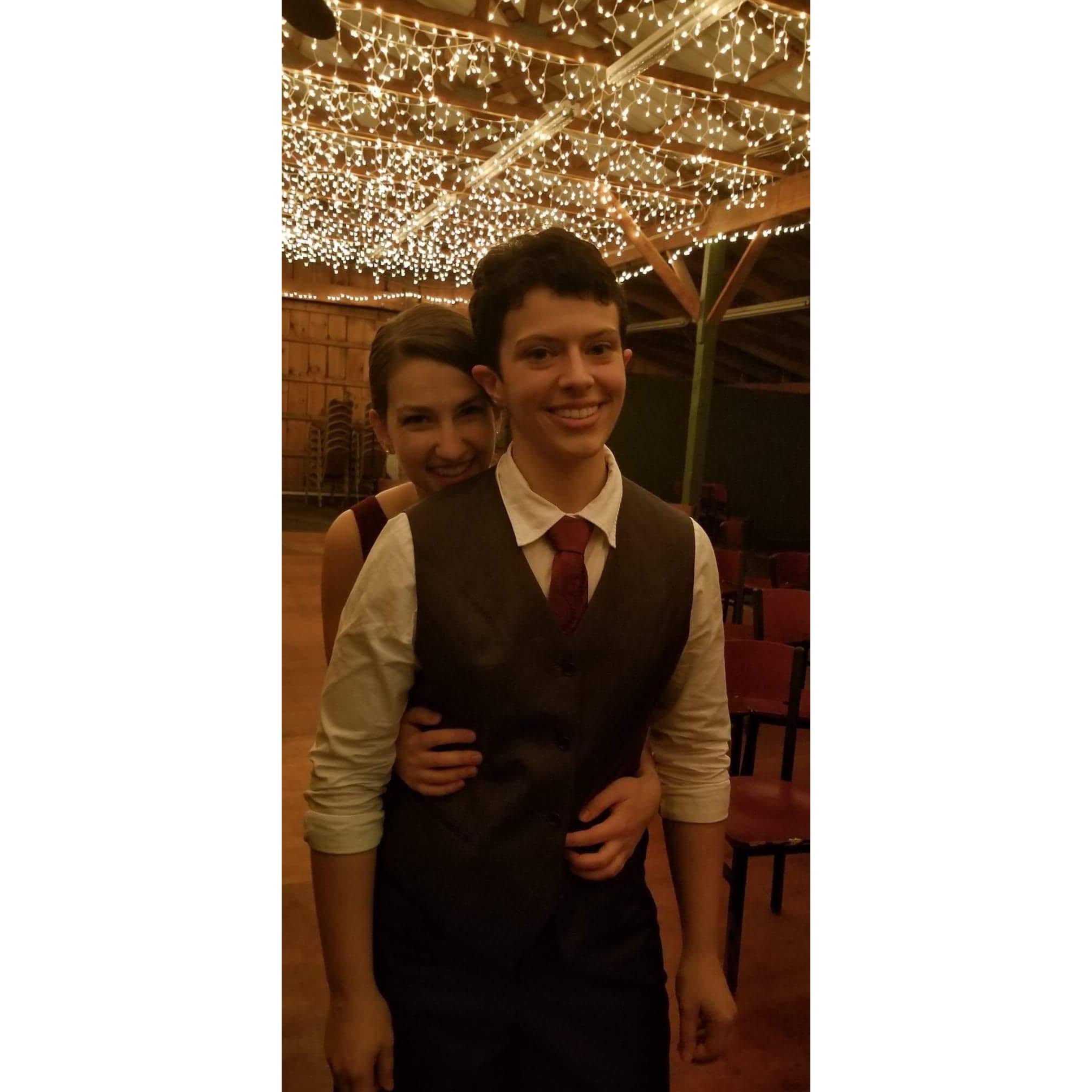 Dressed up for Megan's wedding in 2018