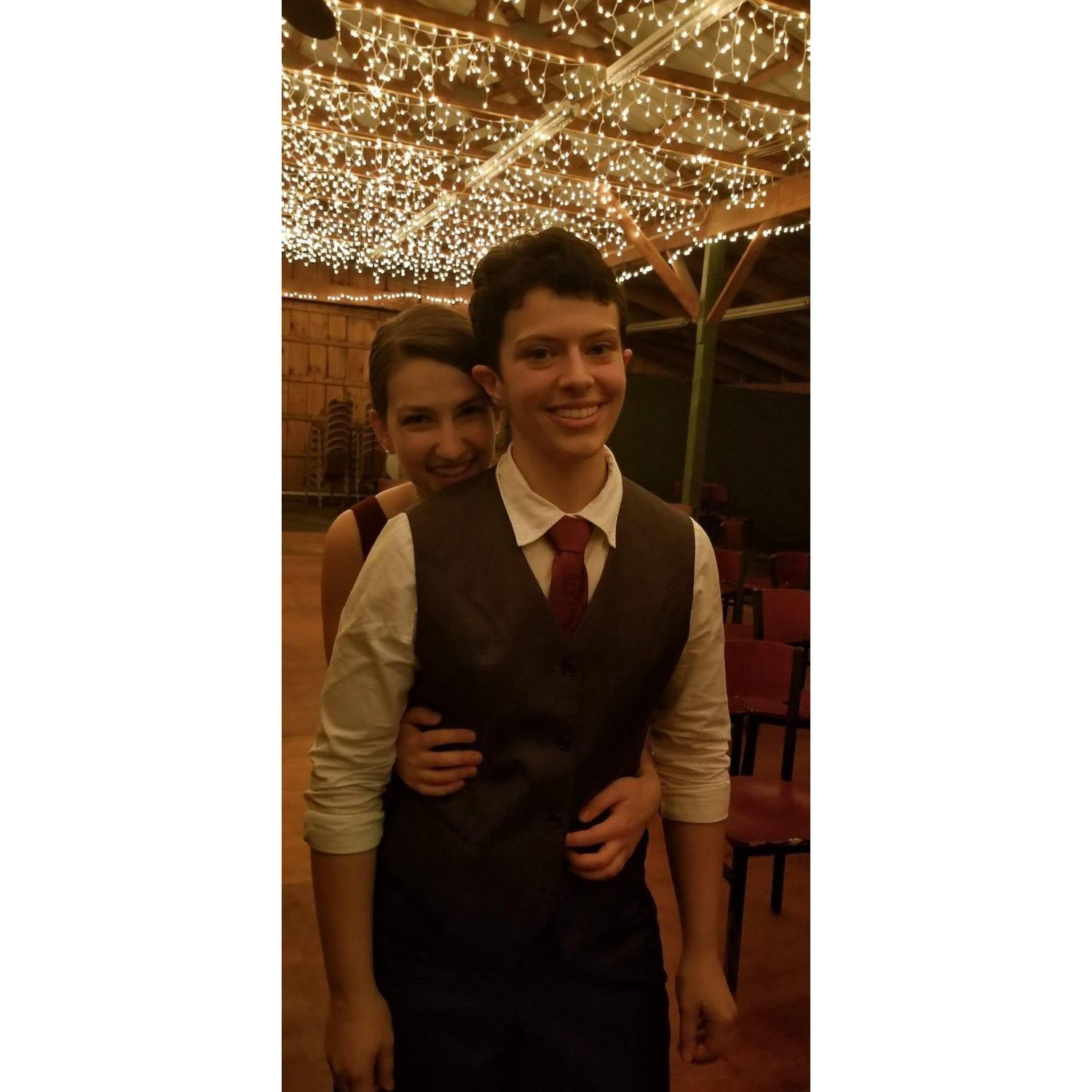 Dressed up for Megan's wedding in 2018