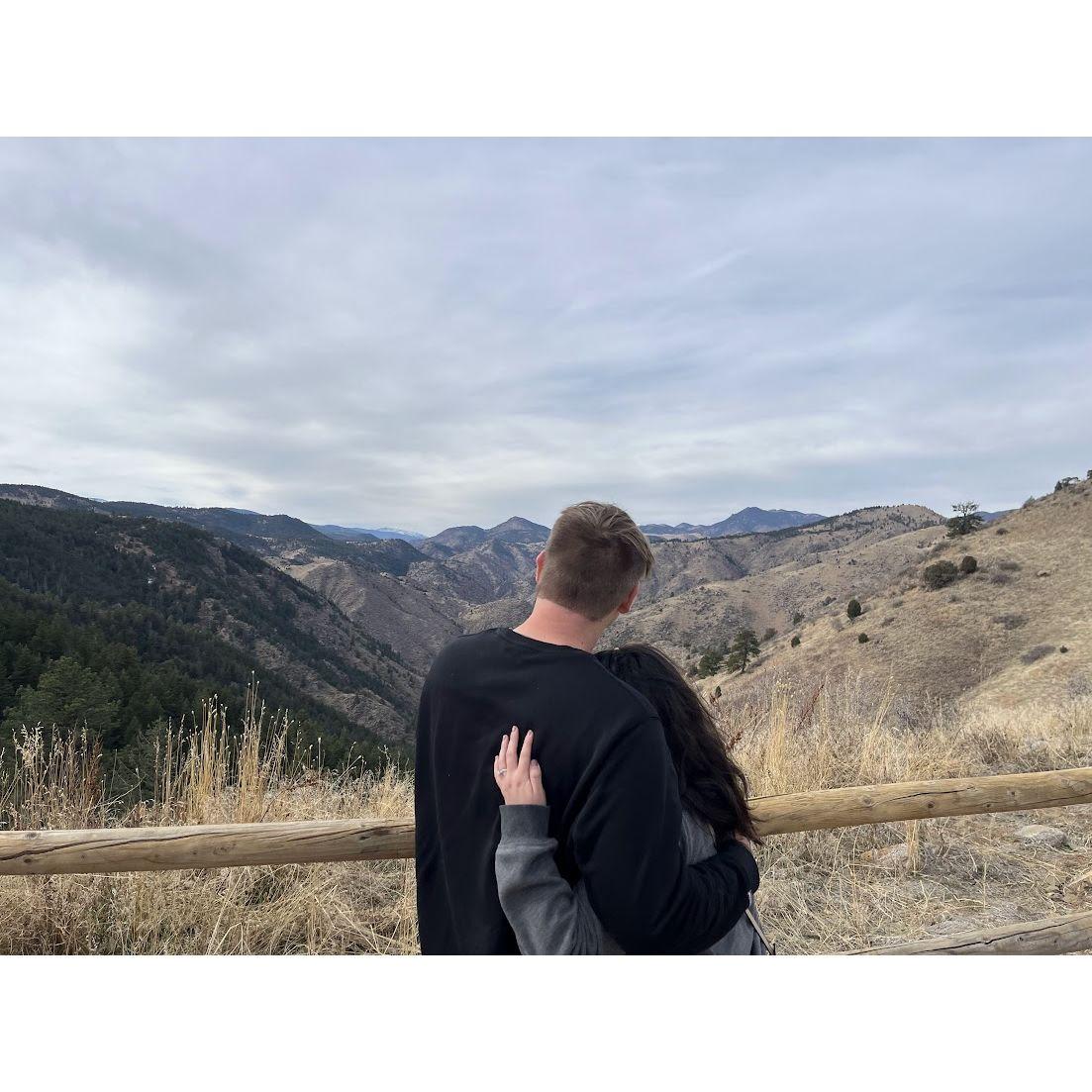 Taking in the views at Windy Saddle Park, moments after becoming engaged!