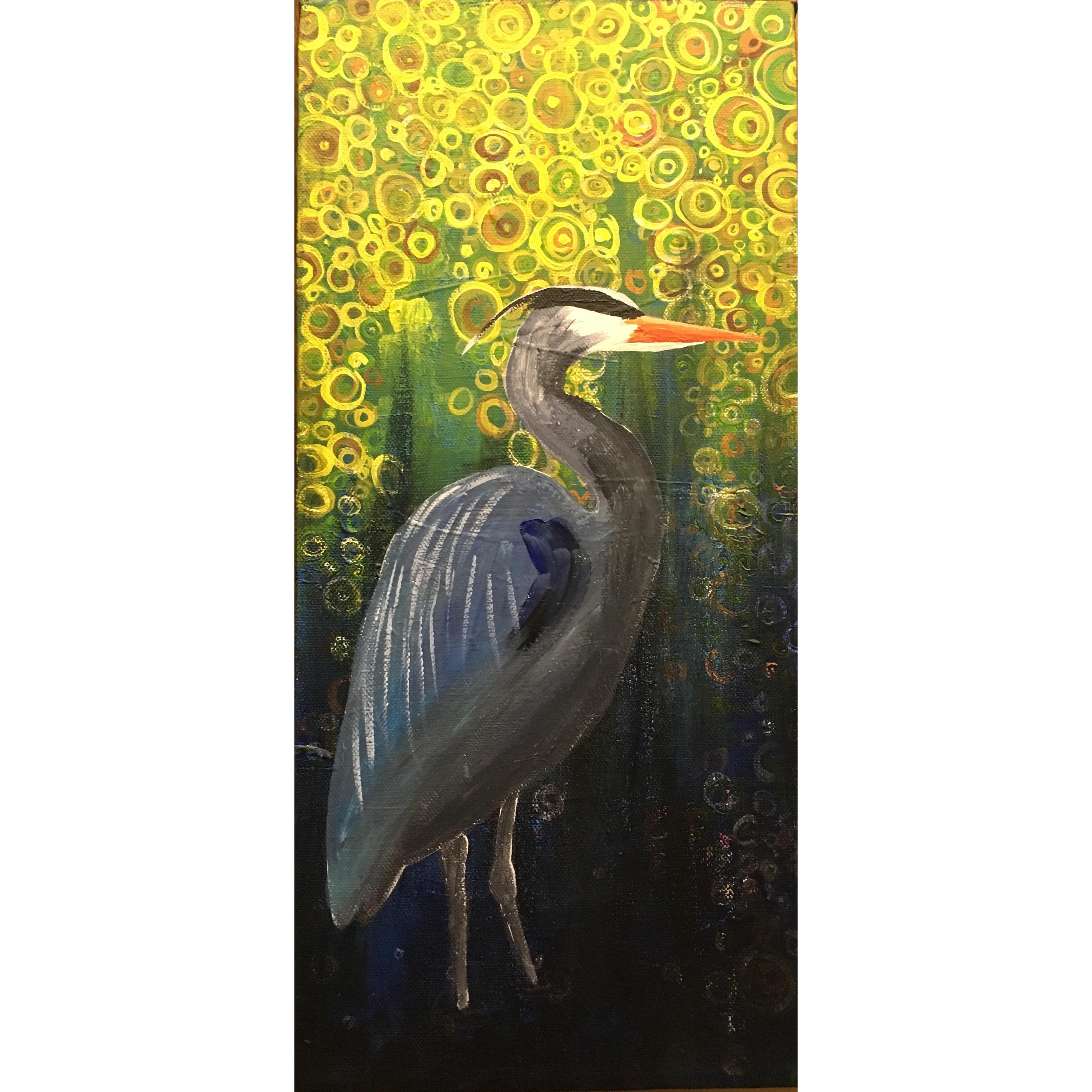 Lovely Herron 
Acrylic on canvas
10x14
Suggested Price: $100