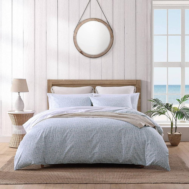 Tommy Bahama- Queen Duvet Cover Set, Reversible Cotton Bedding Set with Matching Shams, Coastal Home Décor (Koya Bay Blue, Queen)