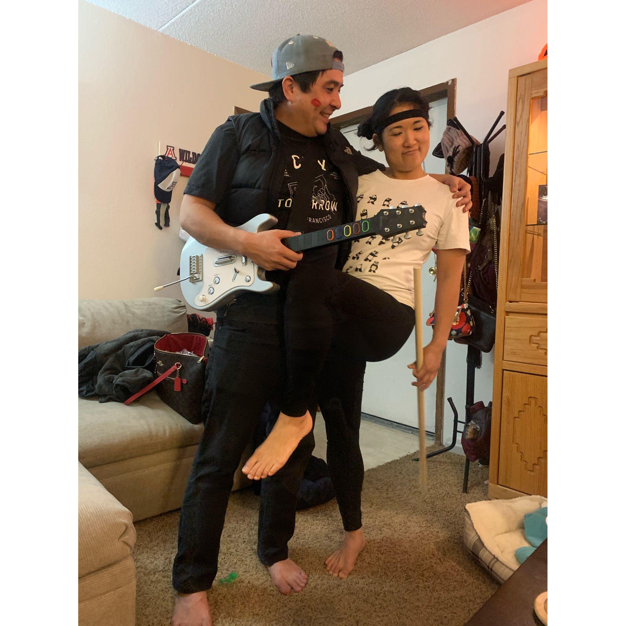 Thrown together Halloween costume in Pullman, WA with Brent as an emo guitarist and Ashley as a kungfu panda