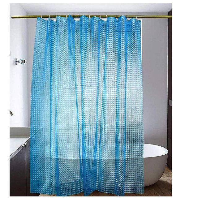 Home Mart Goods Blue 3D Geometric Vinyl Shower Curtain Liner Waterproof