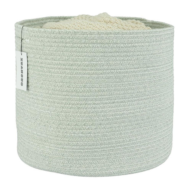 XUANGUO Cotton Rope Baskets For Girls Boys Kids 16”X14” Baby Laundry Basket Nursery Bin Round Woven Basket Organizer For Storage Toys Blankets Shoes Clothes light green