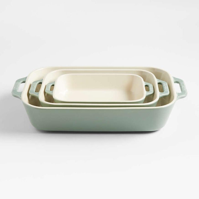 Staub ® 3-Piece Eucalyptus Green Ceramic Baking Dish Set