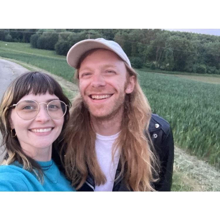 Our first time in Germany together! This was taken around 9:30 at night - their days are long in the summer! What you wouldn't know is that it wreaked of pig farm. We're happy anyway :)