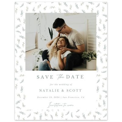 White Rustic Wedding Digital Save the Date - Verde Photo