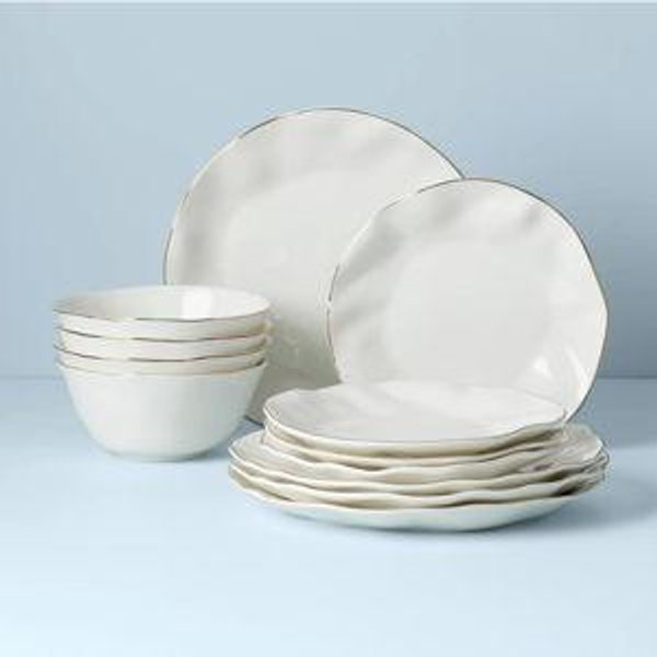 Blue Bay White 12-Piece Dinnerware Set