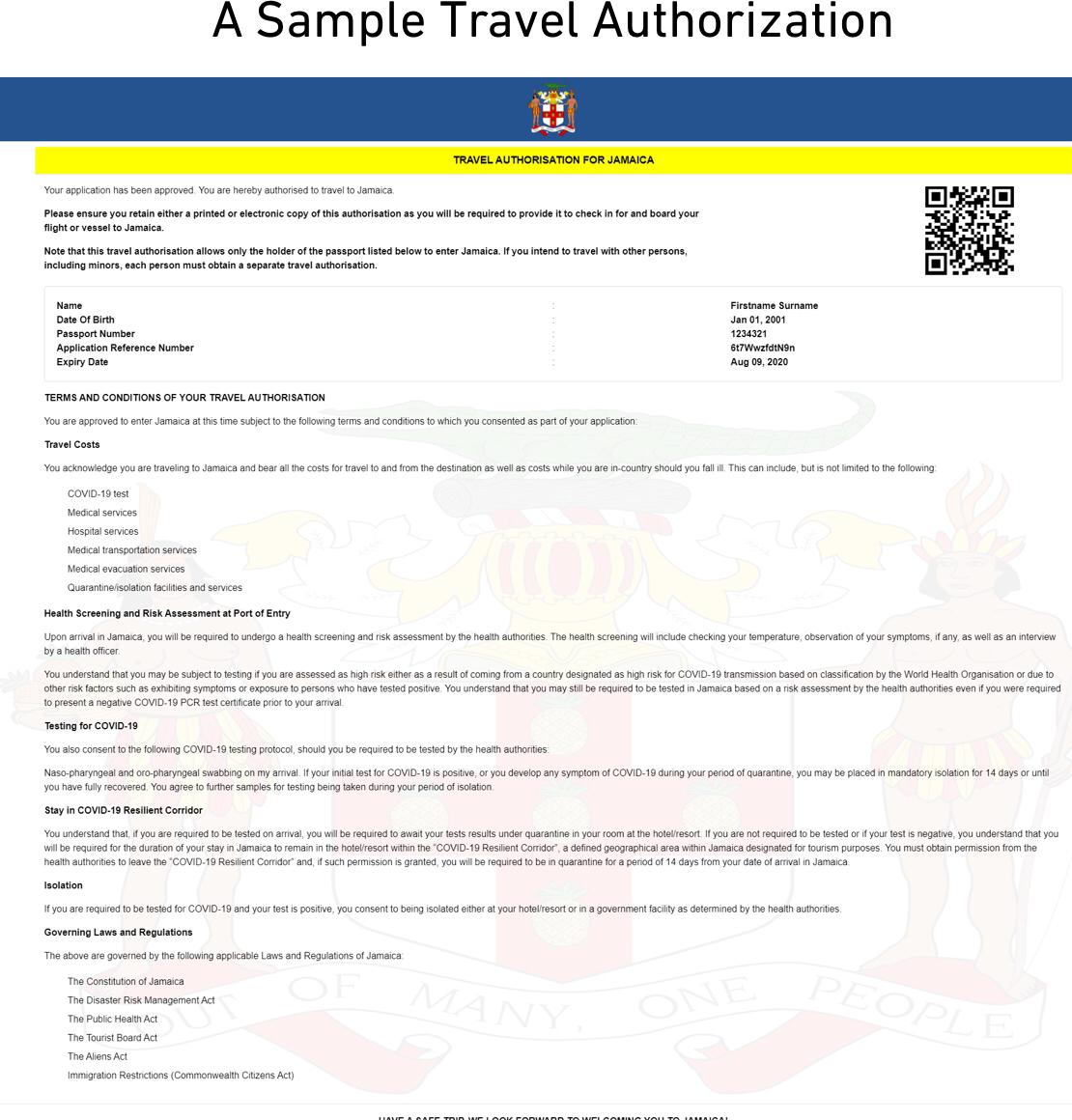 Sample Travel Authorization