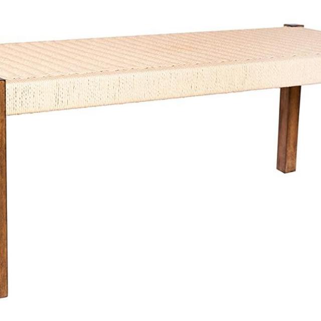 Amazon Brand – Stone & Beam Stella Modern Farmhouse Dining Bench, 47.2"W, Rubberwood, Brown / Natural