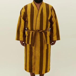 Simple Striped Terry Bathrobe