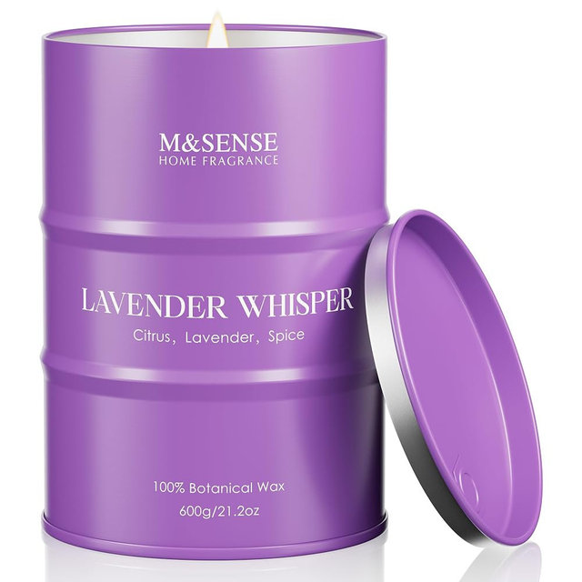 M&SENSE Large Lavender Soy Candles for Home Scented 21.2oz 120 Hour Long Burning, Aromatherapy Candle for Stress Relief Meditation Relaxing, Appreciation Gifts for Mom Teacher Friends