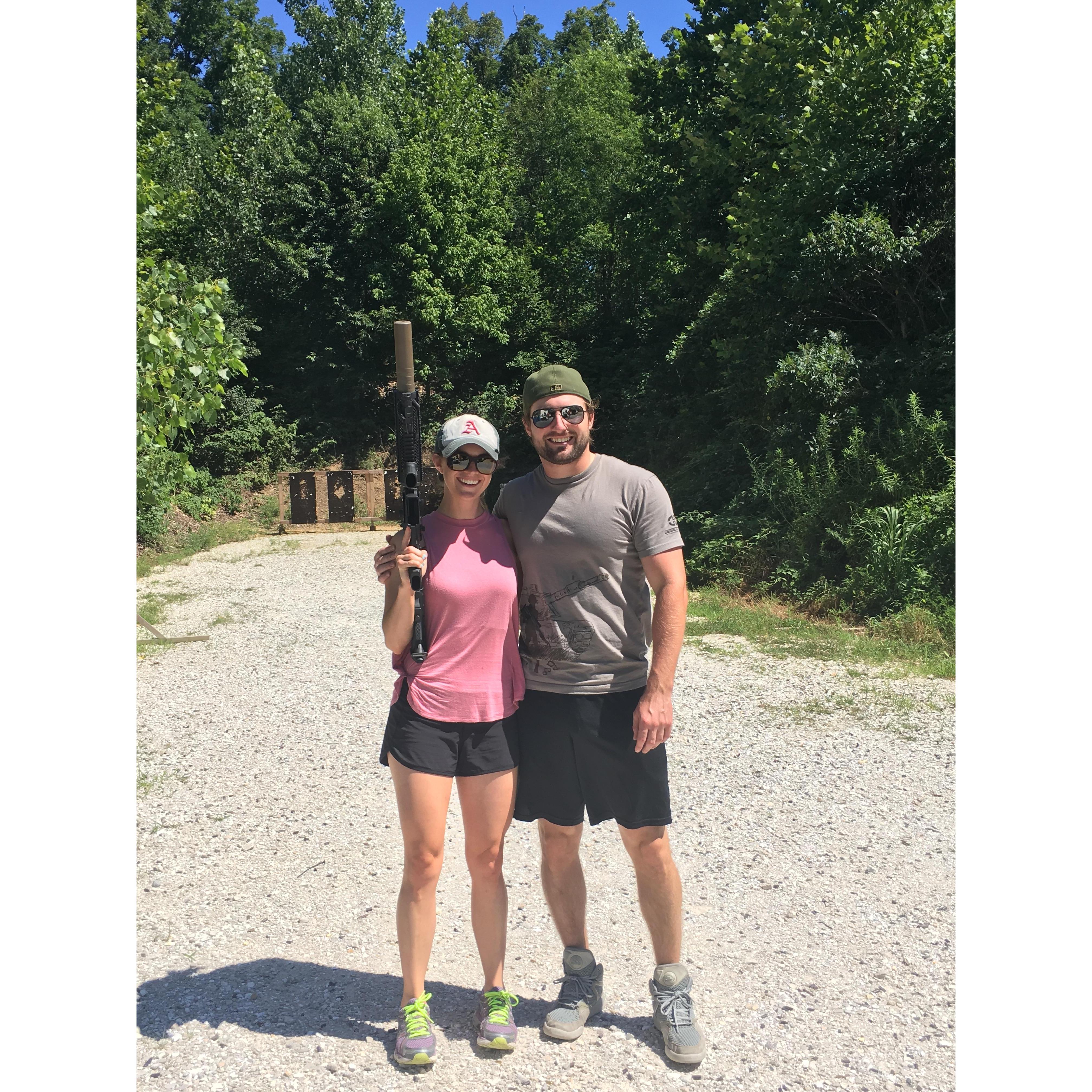 Matt and Kristi met through an online dating app.  The first date they discussed politics, religion, and the second amendment. By the third date, they were at the shooting range together.