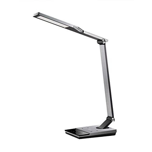 TaoTronics TT-DL050 Stylish Metal LED Desk Lamp with Fast Wireless Charger, 5V/2A USB Port, 5 Color Modes, 6 Brightness Levels, Touch Control, Timer, Night Light, Philips Enabled Licensing Program