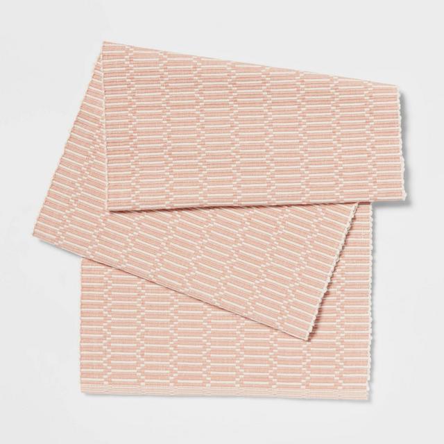72" x 14" Modern Single Layer Ribbed Table Runner Pink - Threshold™