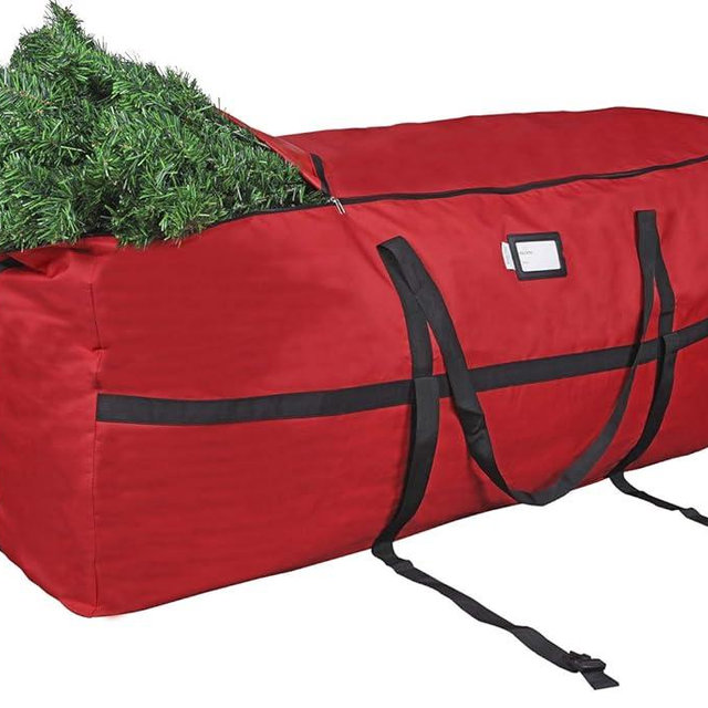 ProPik Christmas Tree Storage Bag, Fits up to 9 Ft. Tall Disassembled Holiday Tree, Heavy Duty Storage Container, 24" Height X 24" Extra Wide X 60" Long with Top and Side Handles and Straps (Red)