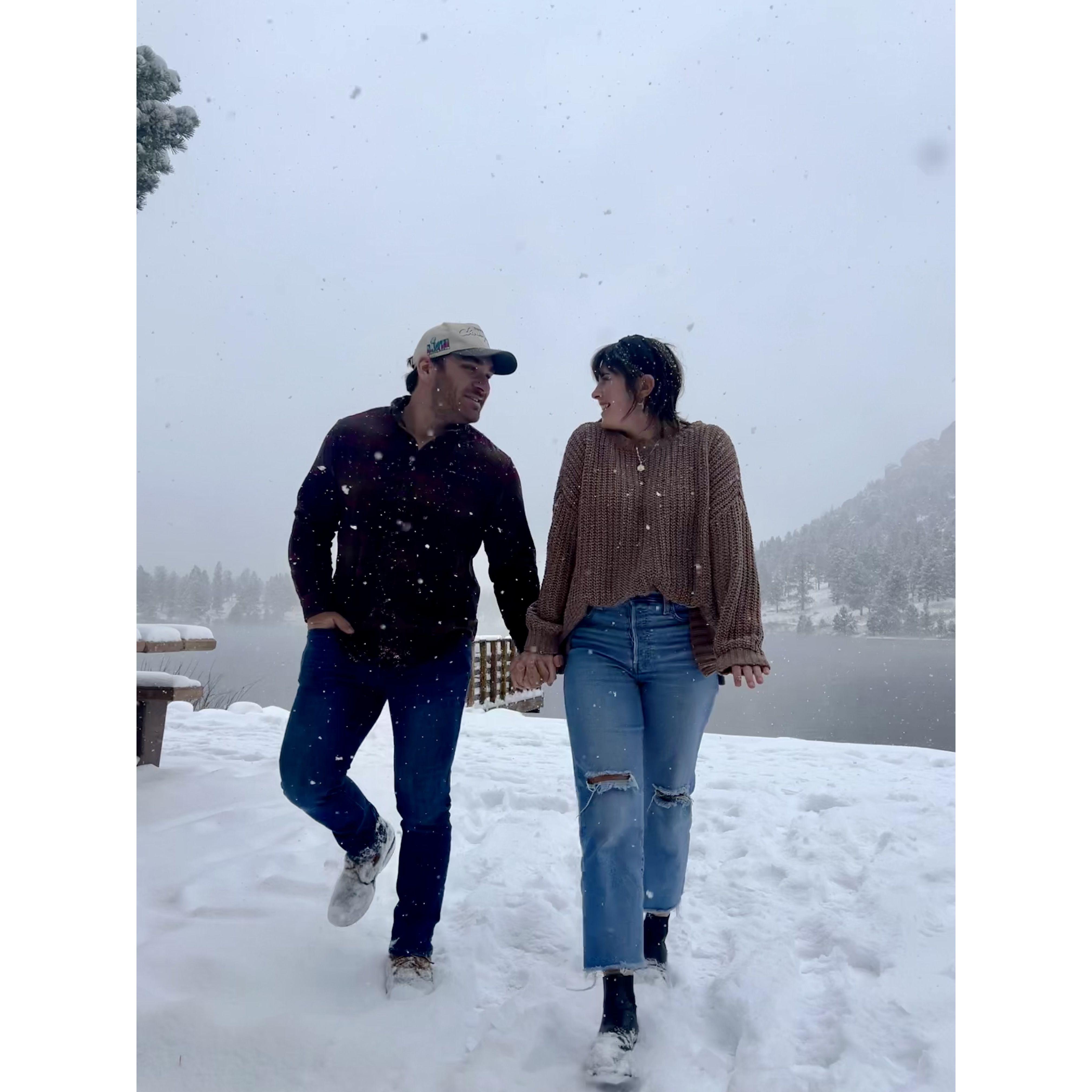 We first said "I love you" while enjoying a snowy morning in the Colorado Mountains back in 2019