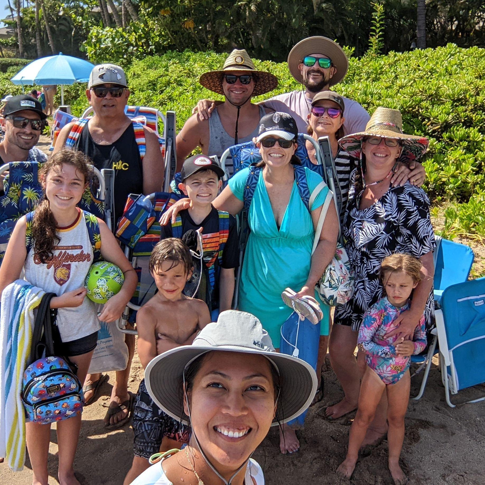 Adam's extended family in Maui, Hawaii
