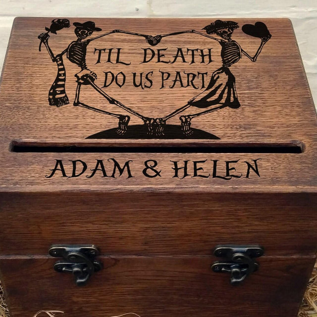 Day of the dead card box, halloween party card box, halloween wedding card box, Til Deat Do Us Part, Halloween gift