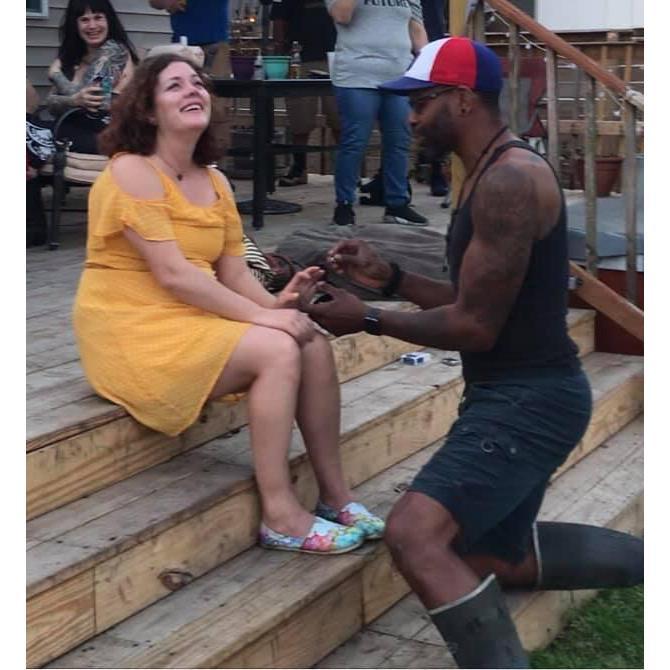 Popping the question on during my birthday crawfish party
