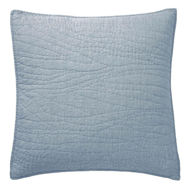 Chambray Belgian Flax Linen Hand Stitched Euro Shams, Set of 2