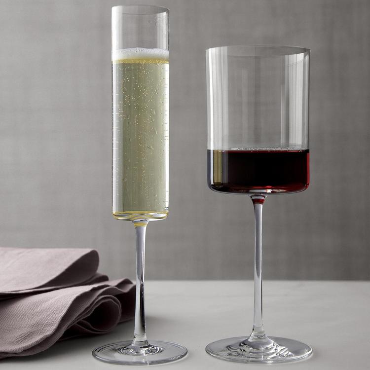 Edge Square Champagne Glass Flute + Reviews | Crate & Barrel